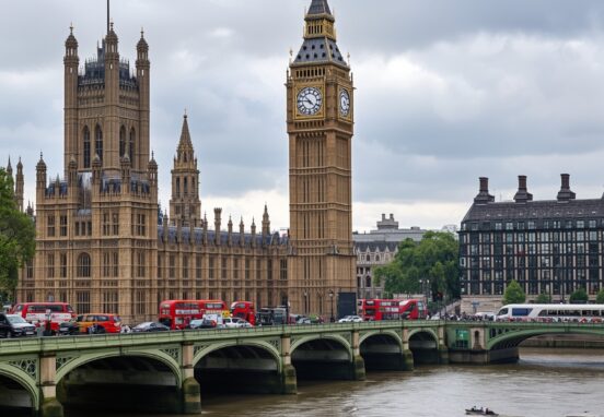 Picture of England featuring iconic landmarks like Big Ben, red telephone boxes, double-decker buses, and historic architecture with the Thames River900x900