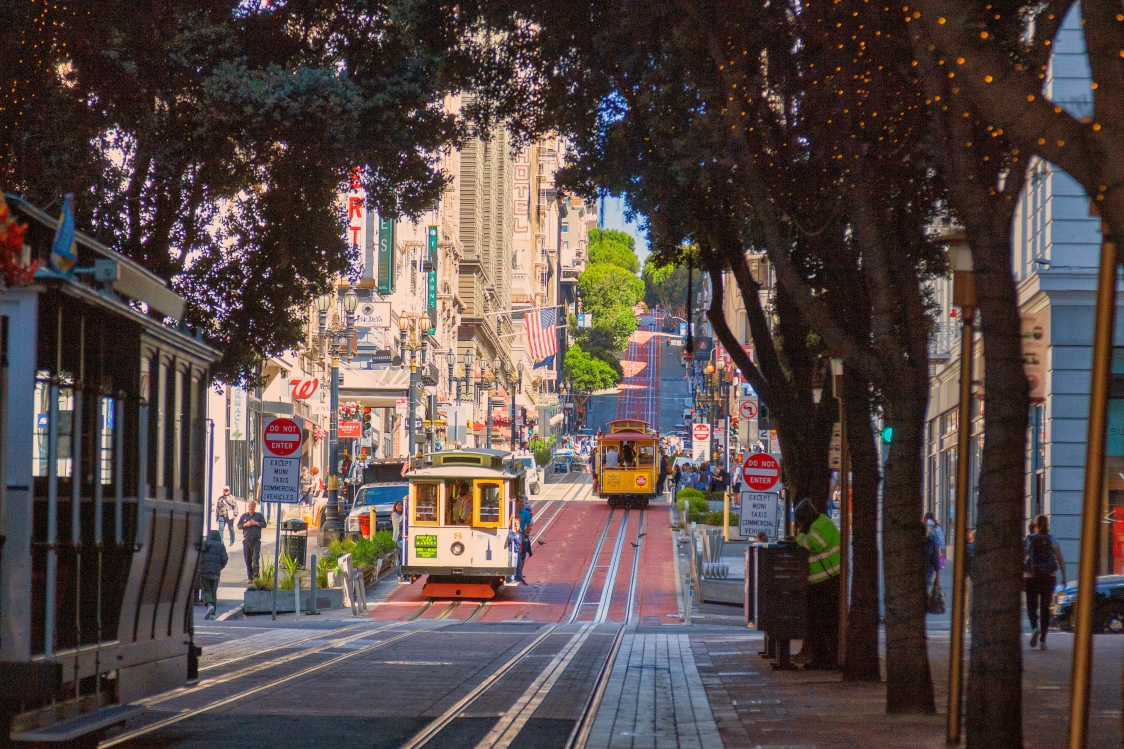 San Francisco trolley on a city street